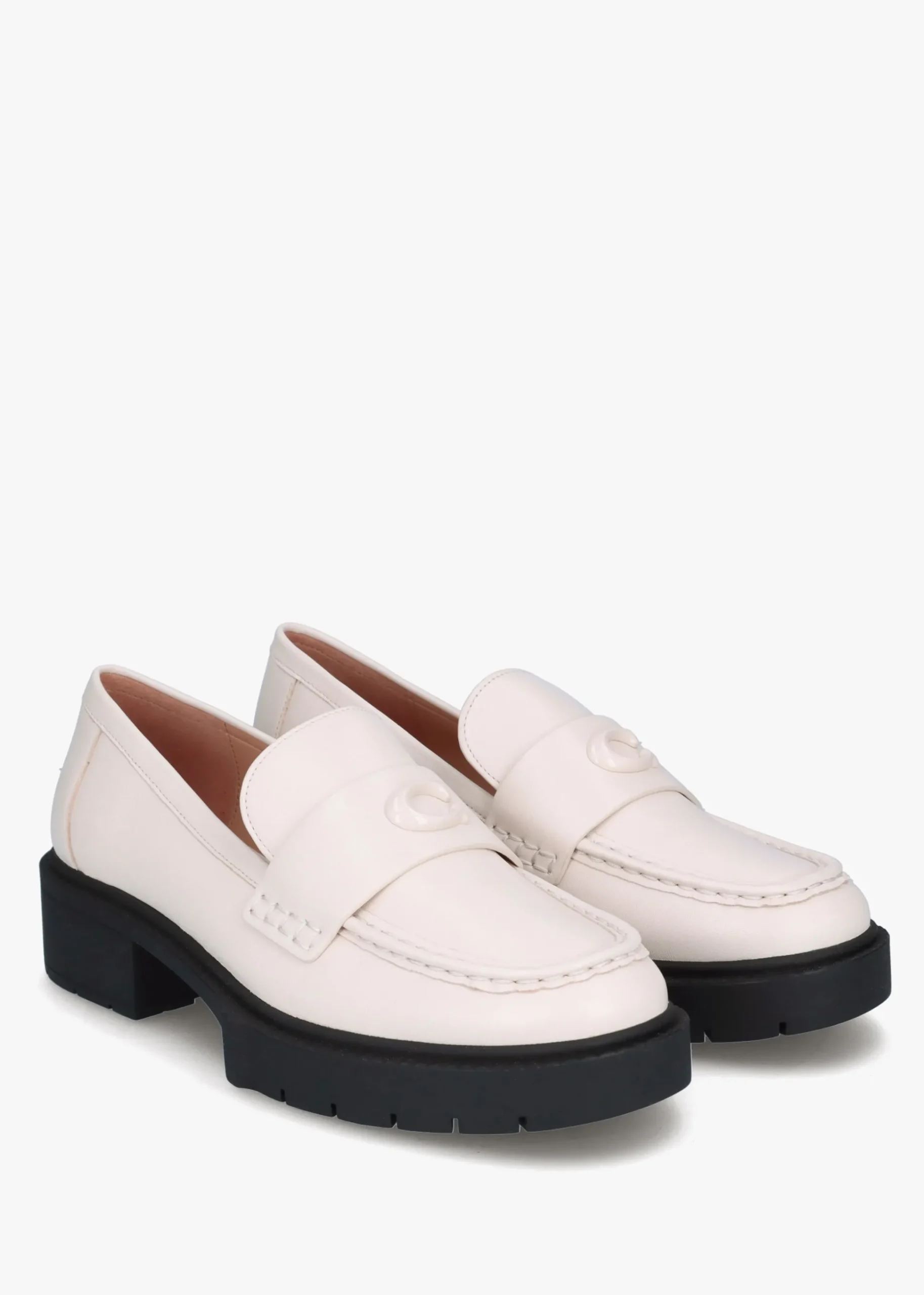 Leah Chalk Leather Chunky Loafers