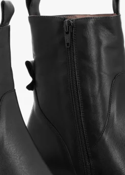 Leeds Black Smooth Leather Wedge Ankle Boots