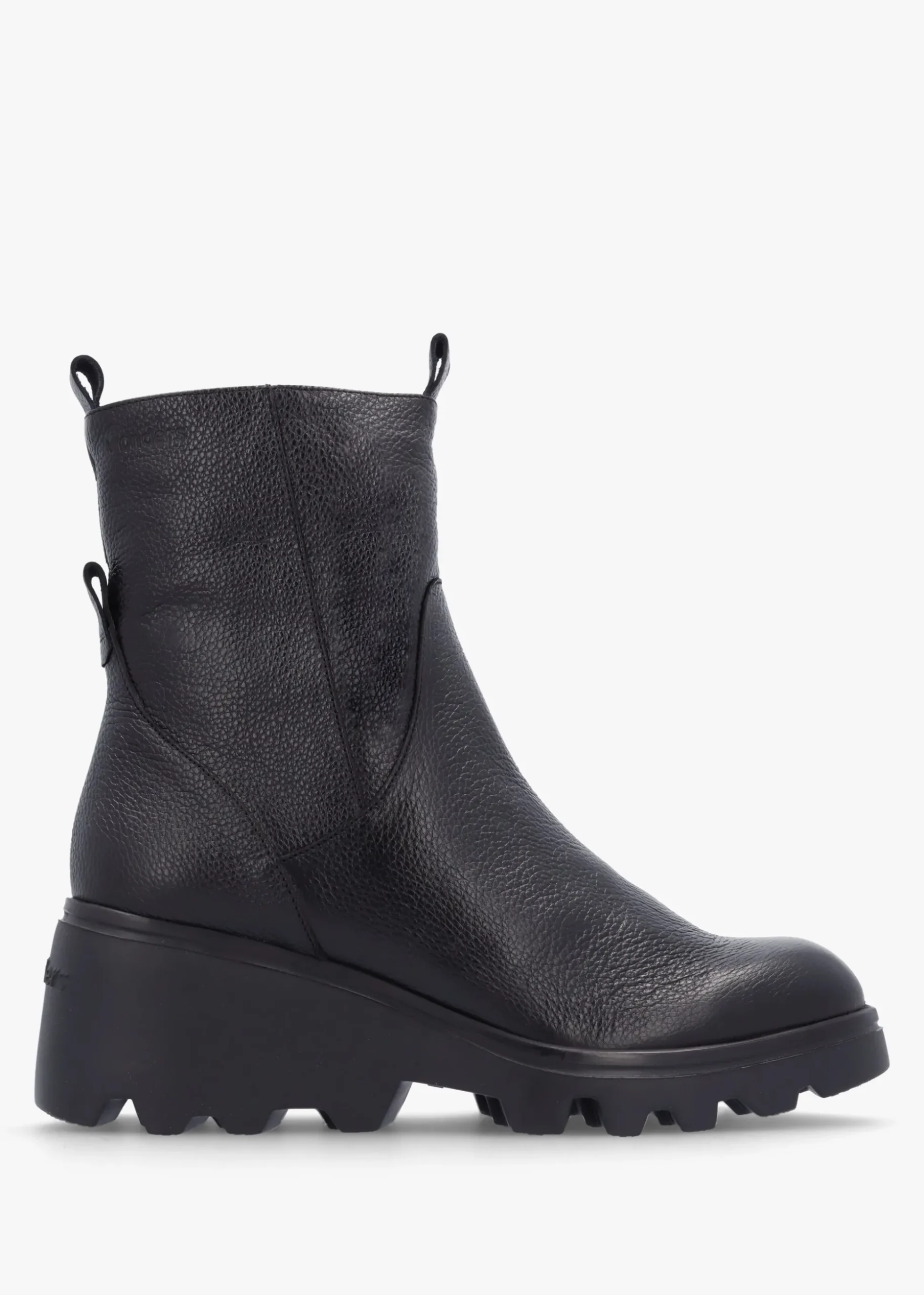 Leeds Black Tumbled Leather Wedge Ankle Boots