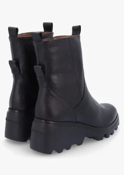 Leeds Black Tumbled Leather Wedge Ankle Boots