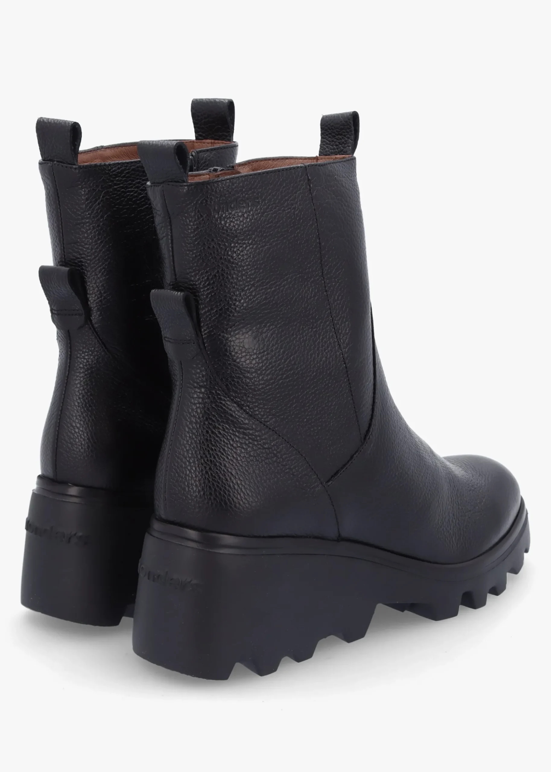 Leeds Black Tumbled Leather Wedge Ankle Boots