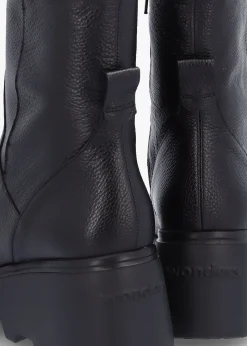 Leeds Black Tumbled Leather Wedge Ankle Boots