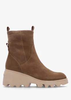 Leeds Taupe Suede Wedge Ankle Boots
