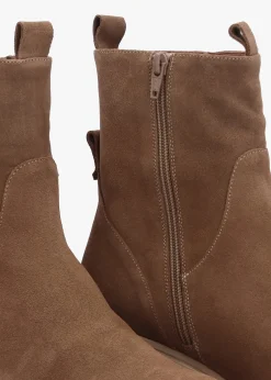 Leeds Taupe Suede Wedge Ankle Boots