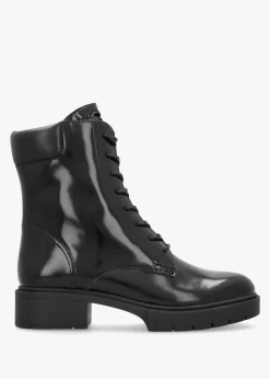 Leighton Black High Shine Leather Ankle Boots