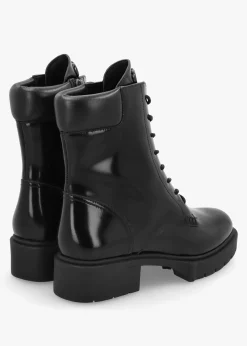 Leighton Black High Shine Leather Ankle Boots