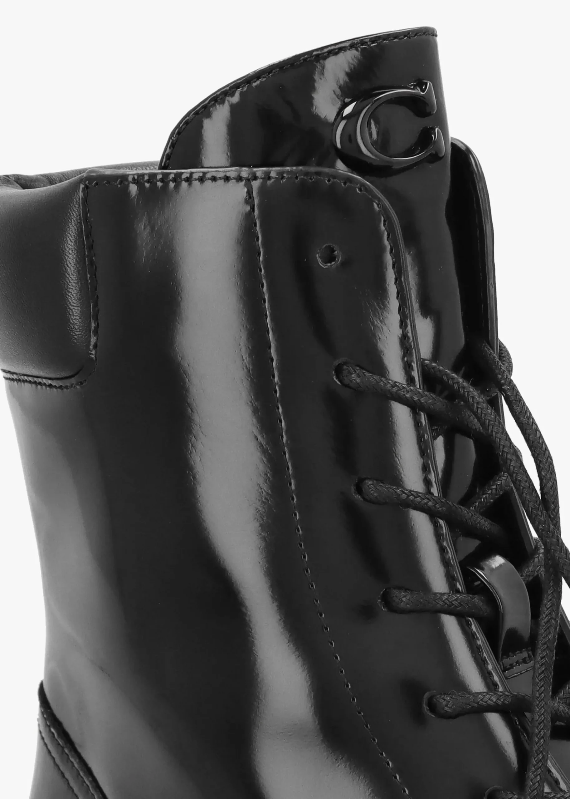 Leighton Black High Shine Leather Ankle Boots