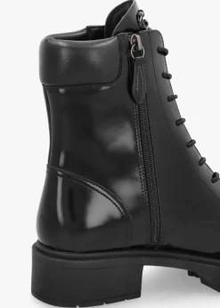Leighton Black High Shine Leather Ankle Boots