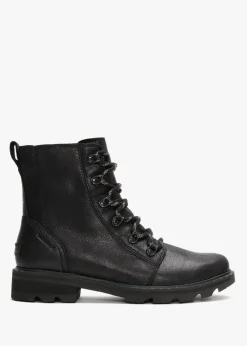 Lennox Lace Black Leather Ankle Boots
