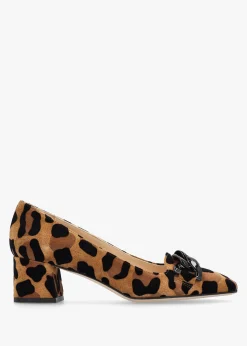 Leopard Suede Block Heel Court Shoes