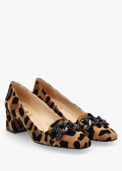 Leopard Suede Block Heel Court Shoes