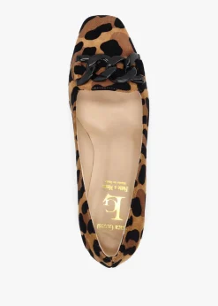 Leopard Suede Block Heel Court Shoes
