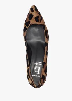 Leopard Suede Pointed Toe Block Heel Court Shoes