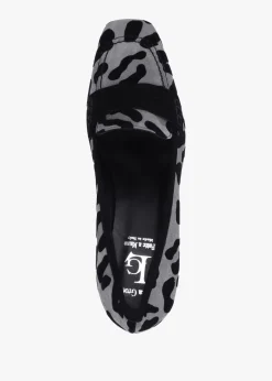Leopard Suede Square Toe Block Heel Loafers