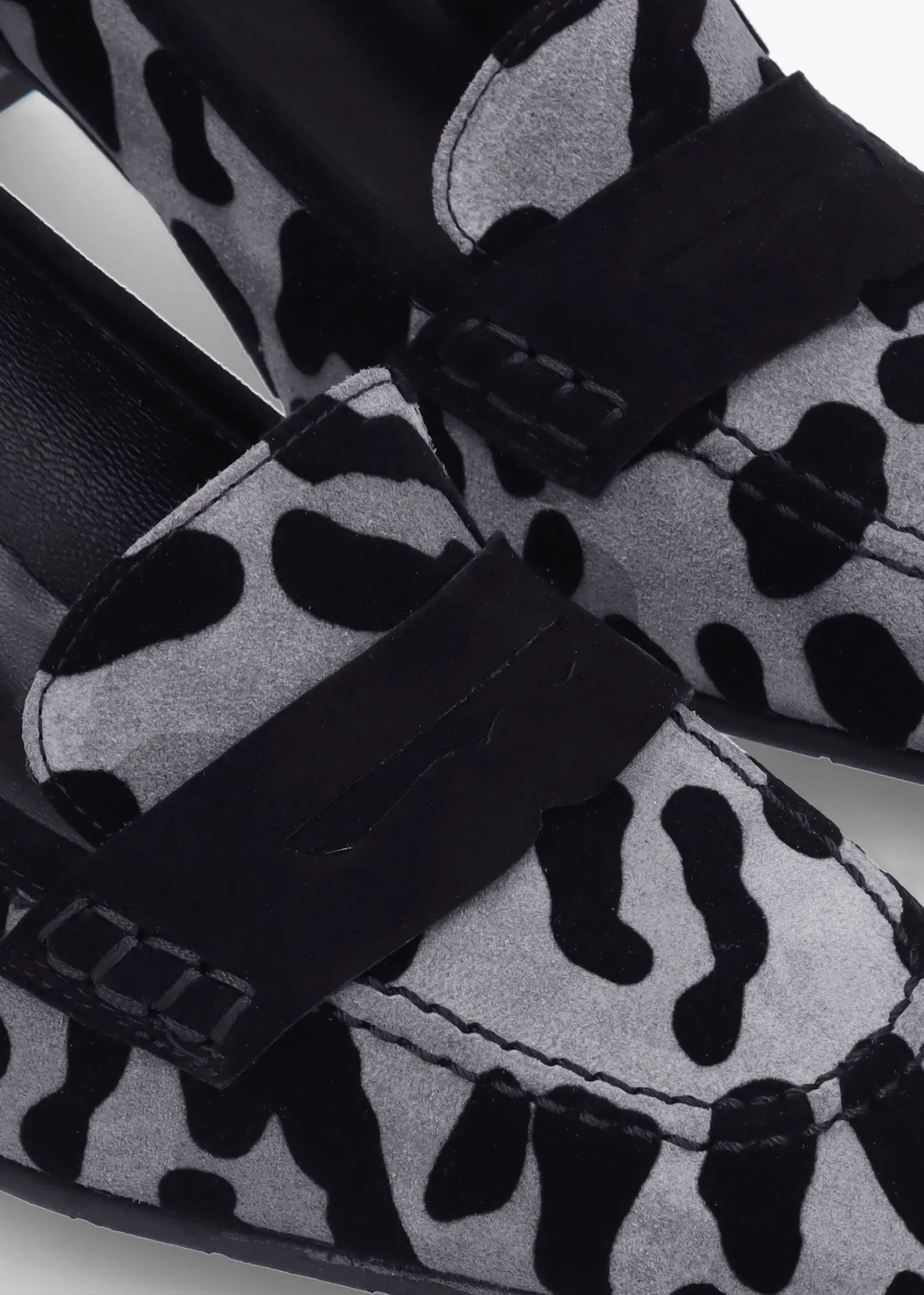 Leopard Suede Square Toe Block Heel Loafers