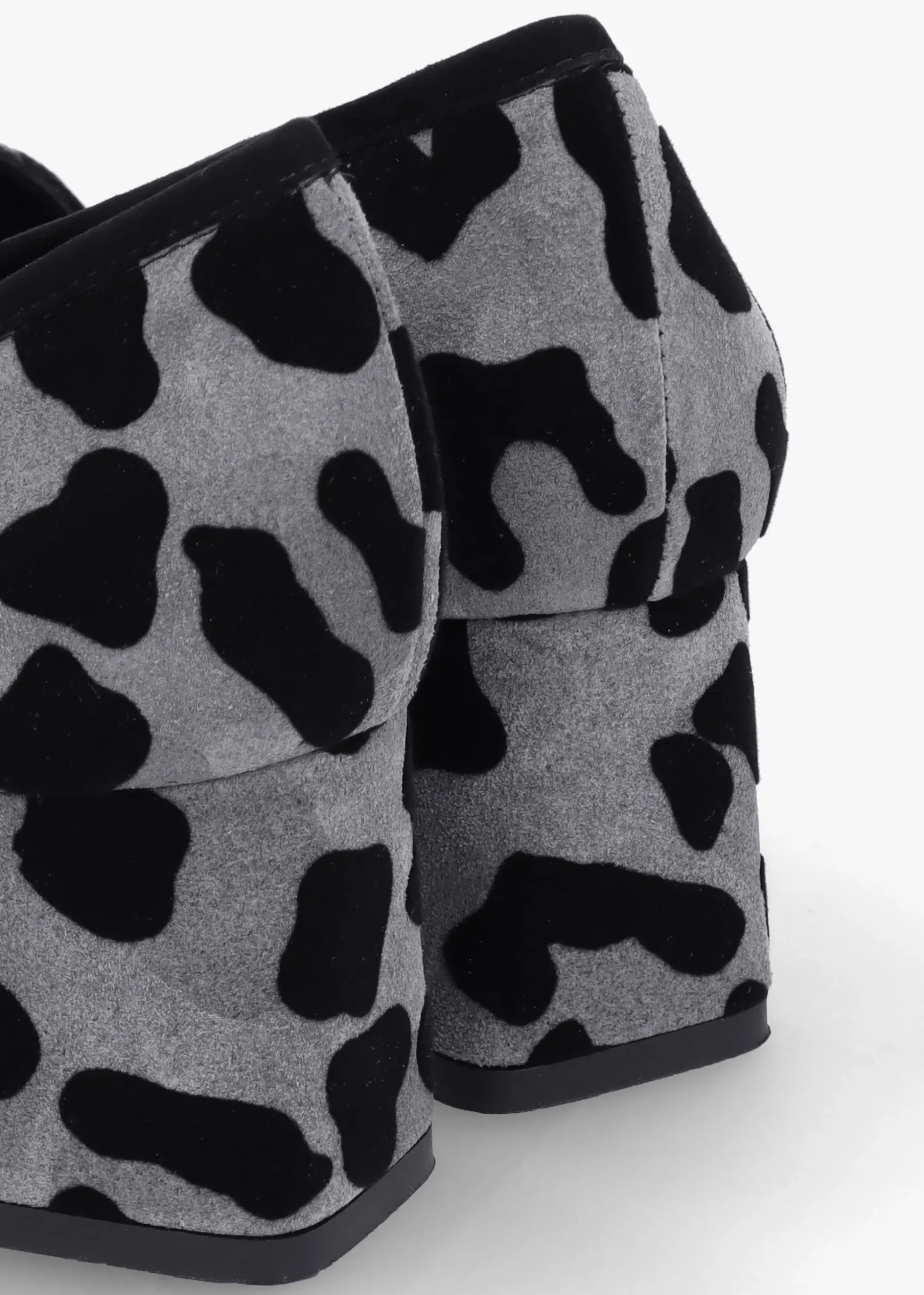 Leopard Suede Square Toe Block Heel Loafers