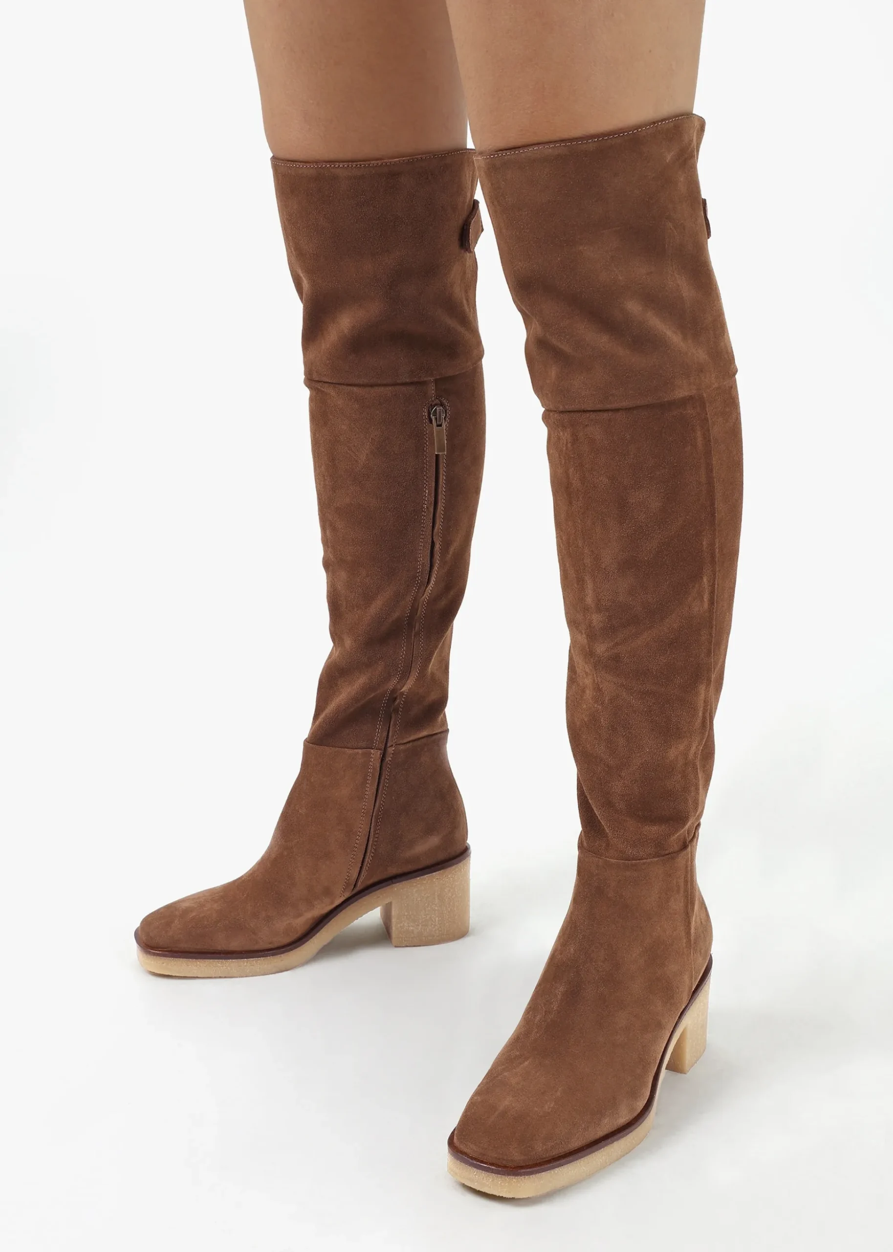 Lette Taupe Suede Over The Knee Boots