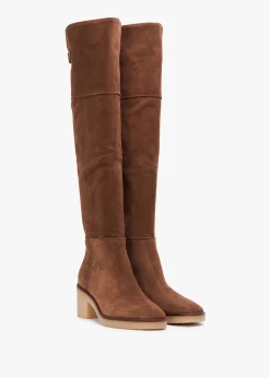 Lette Taupe Suede Over The Knee Boots