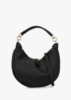 Licia Black Leather Slouchy Shoulder Bag