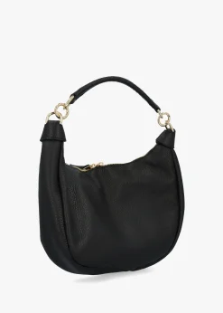 Licia Black Leather Slouchy Shoulder Bag