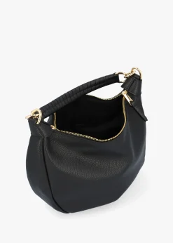 Licia Black Leather Slouchy Shoulder Bag
