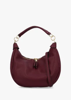 Licia Burgundy Leather Slouchy Shoulder Bag