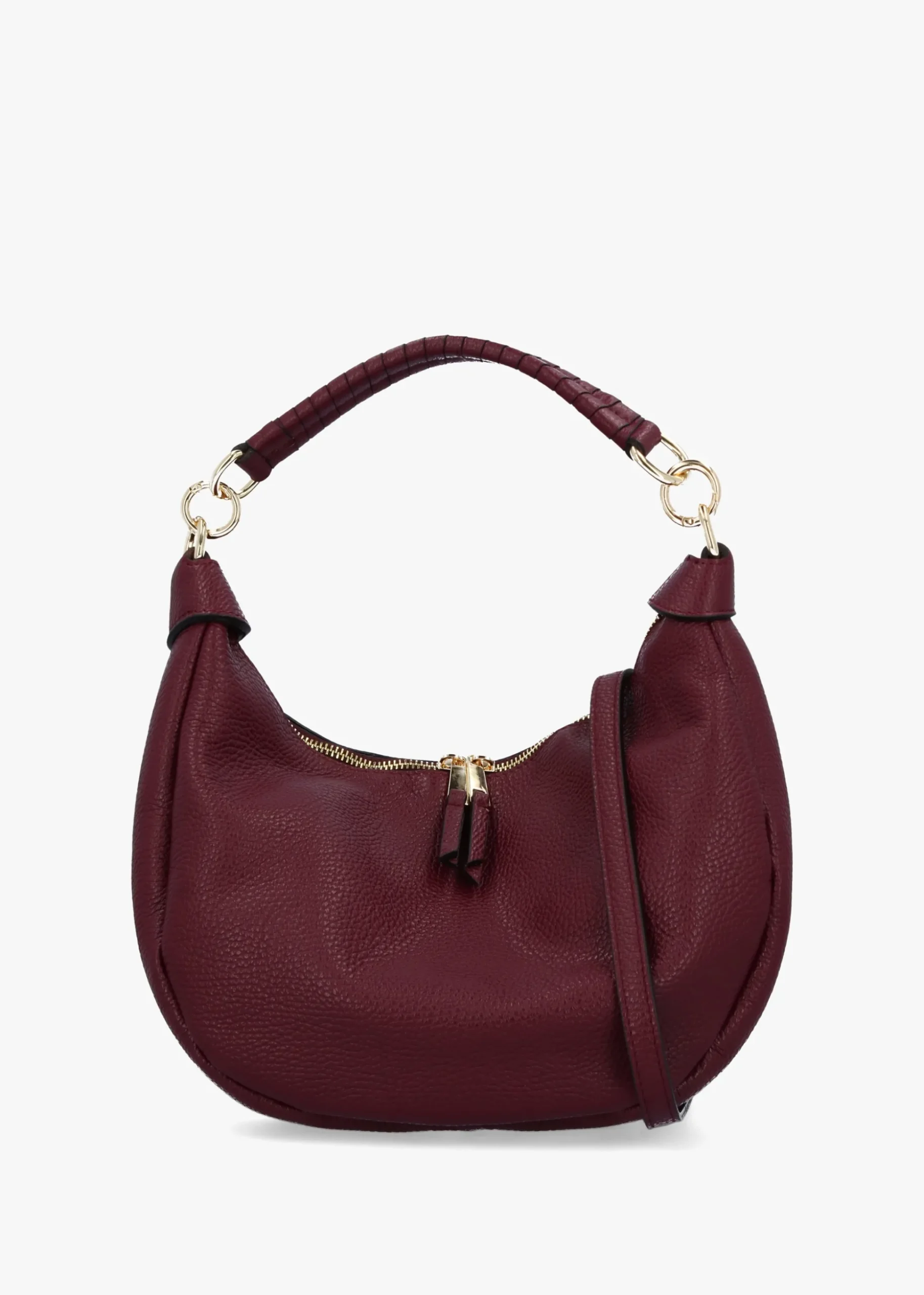 Licia Burgundy Leather Slouchy Shoulder Bag
