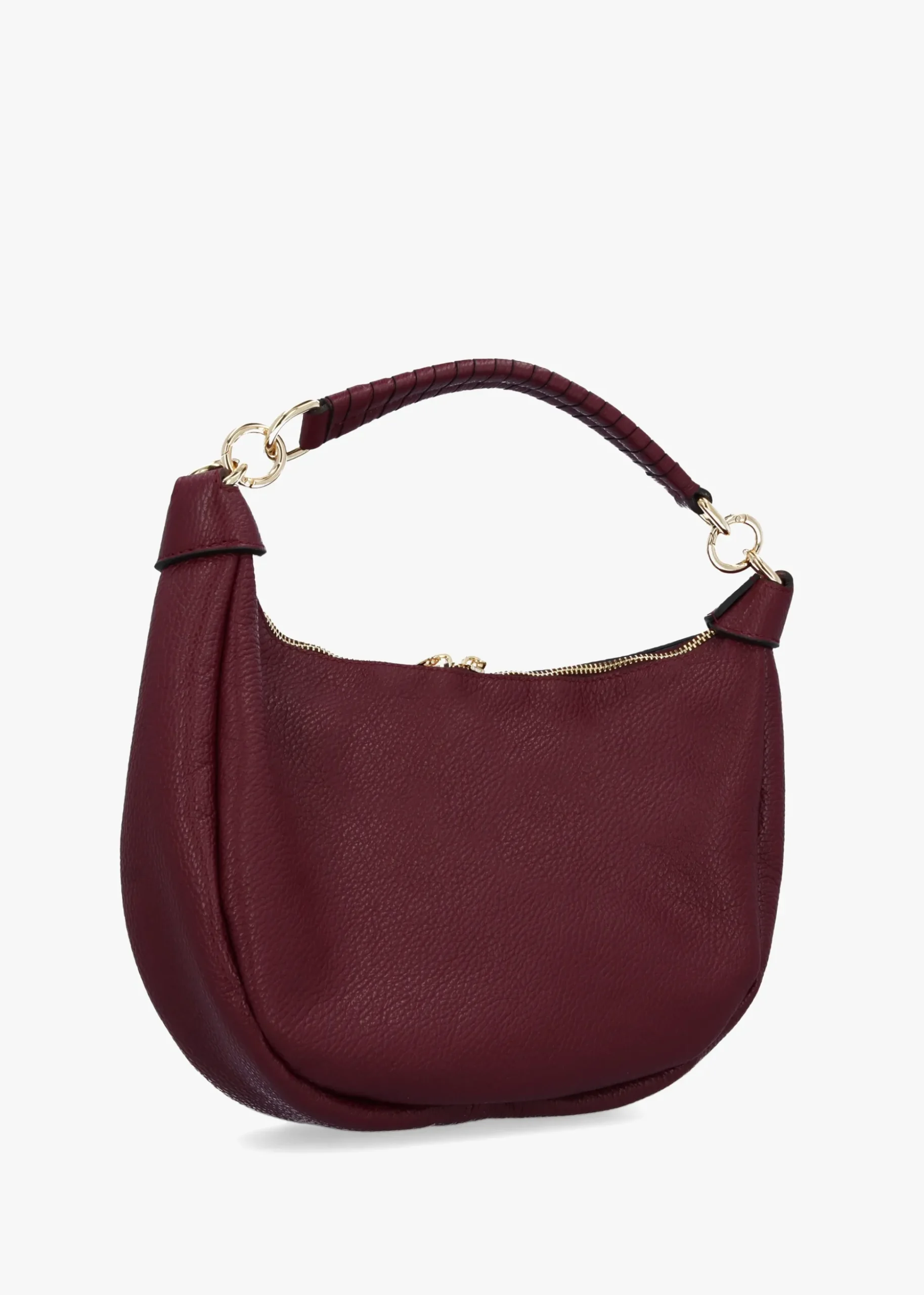 Licia Burgundy Leather Slouchy Shoulder Bag