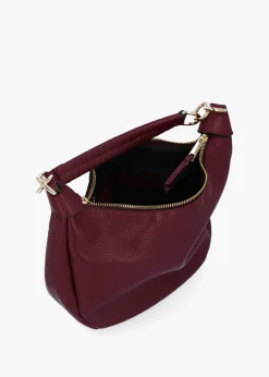 Licia Burgundy Leather Slouchy Shoulder Bag