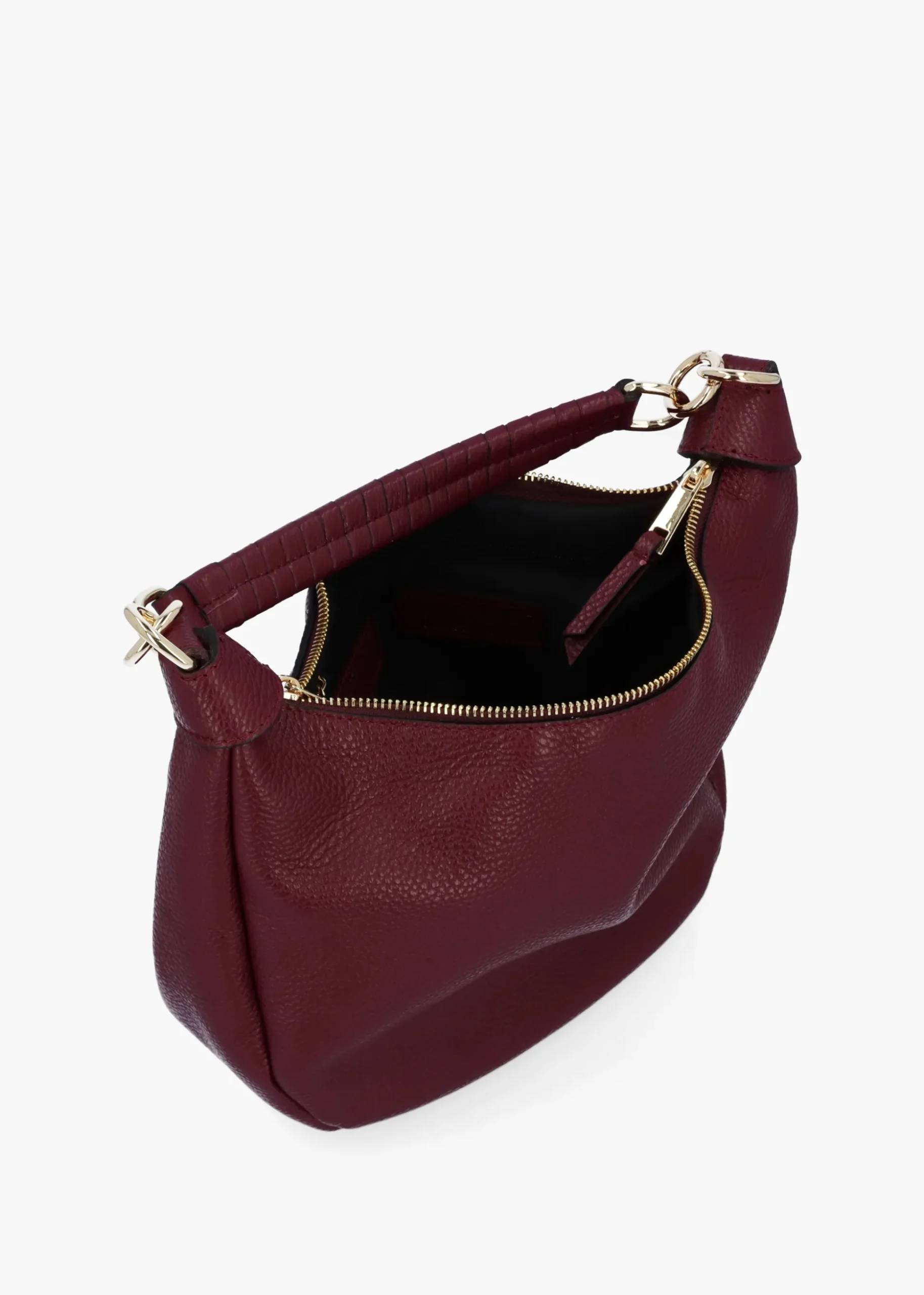 Licia Burgundy Leather Slouchy Shoulder Bag
