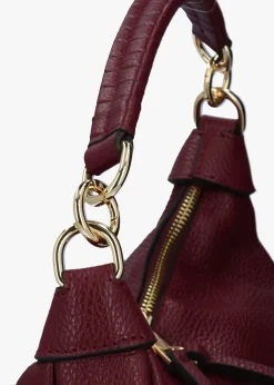 Licia Burgundy Leather Slouchy Shoulder Bag