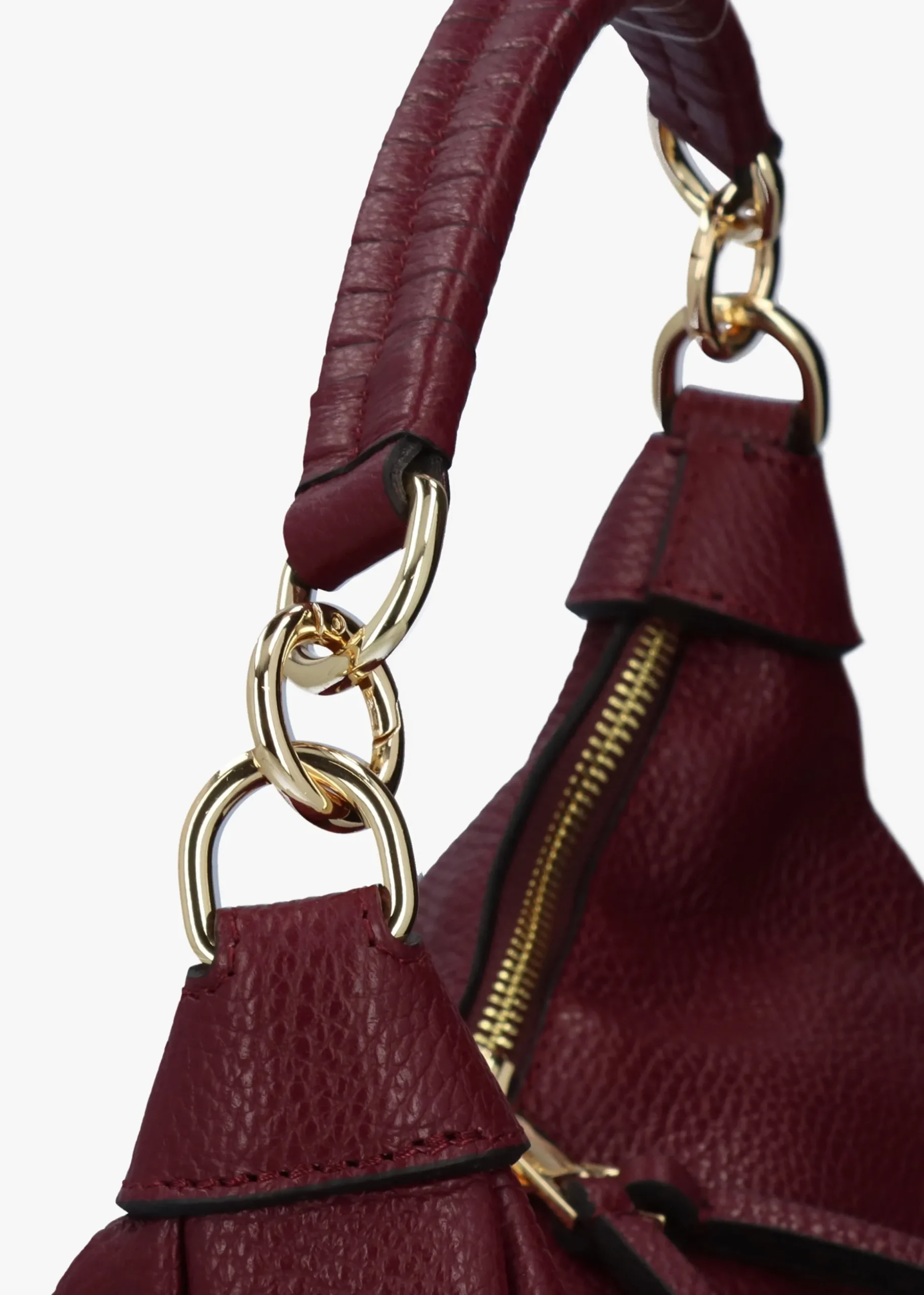 Licia Burgundy Leather Slouchy Shoulder Bag