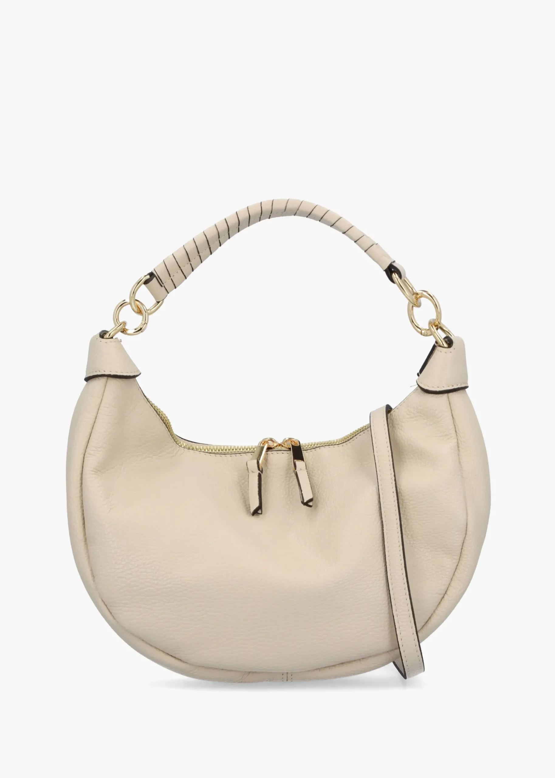 Licia Cream Leather Slouchy Shoulder Bag