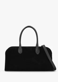 Lilah Black Leather & Suede East West Shoulder Bag