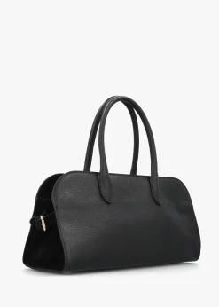 Lilah Black Leather & Suede East West Shoulder Bag
