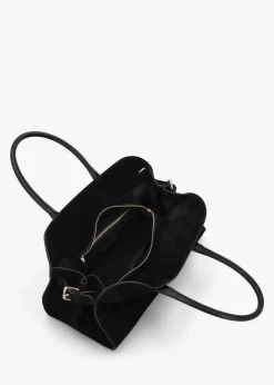 Lilah Black Leather & Suede East West Shoulder Bag