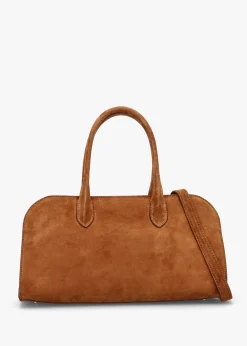 Lilah Tan Suede East West Shoulder Bag