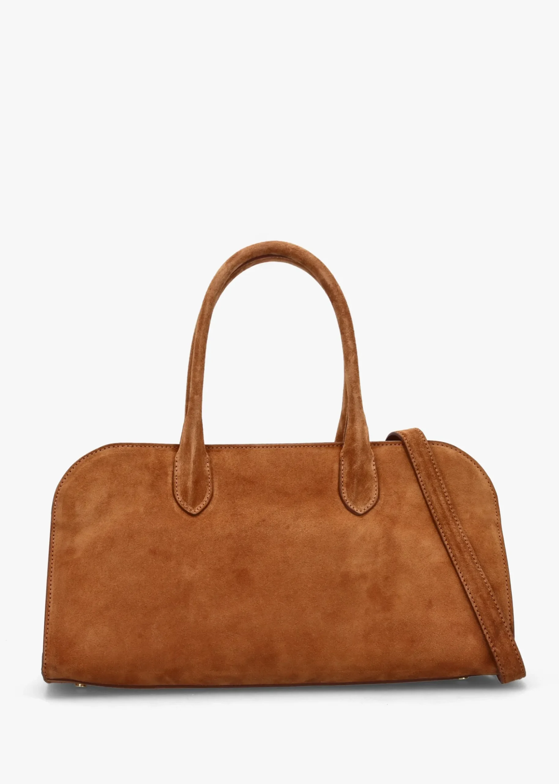 Lilah Tan Suede East West Shoulder Bag