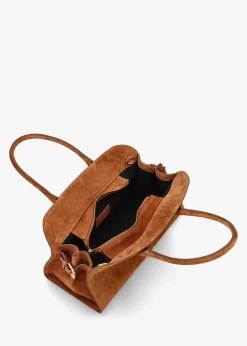 Lilah Tan Suede East West Shoulder Bag