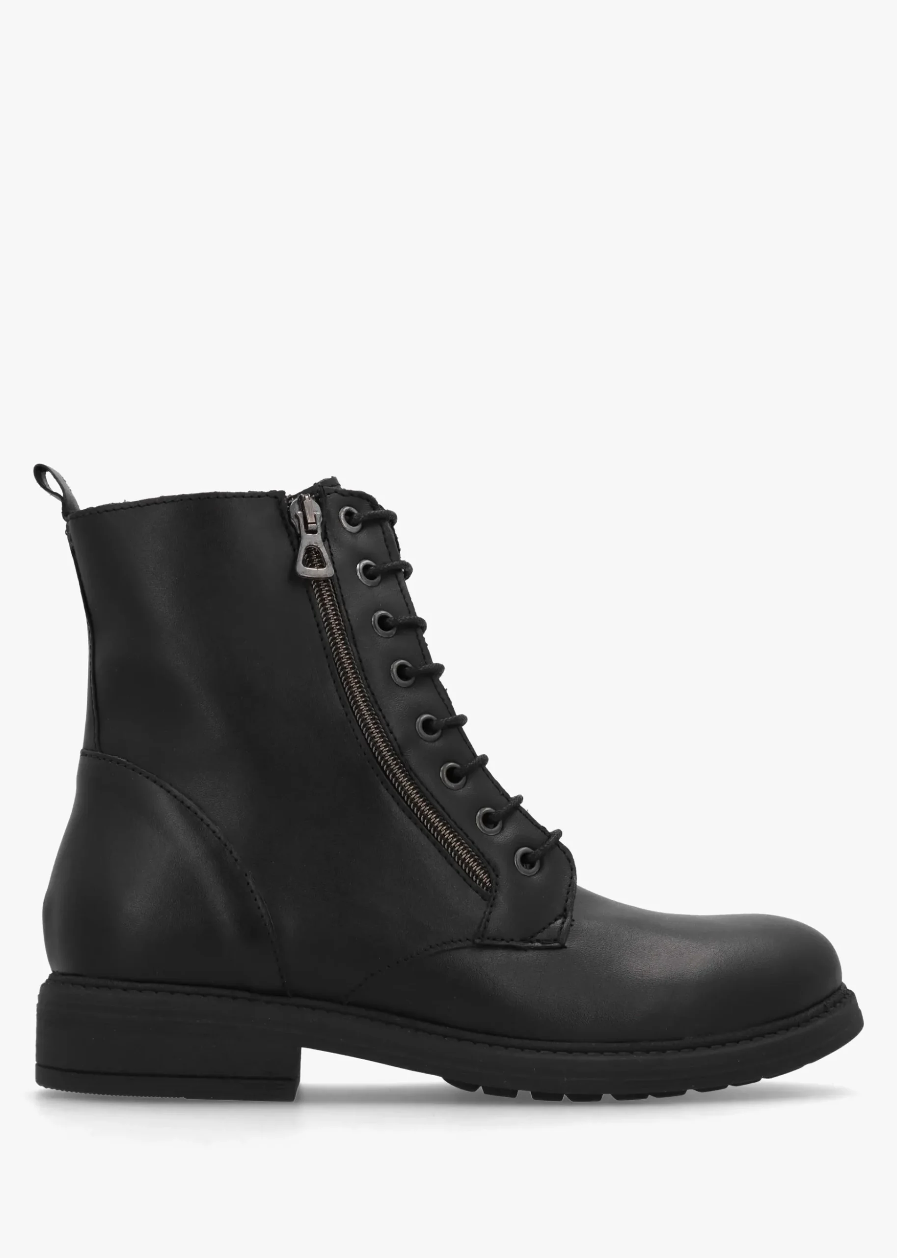 Lilia Black Leather Side Zip Ankle Boots