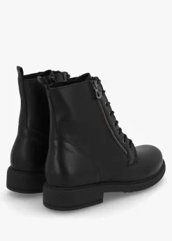 Lilia Black Leather Side Zip Ankle Boots