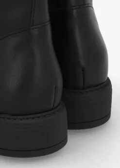 Lilia Black Leather Side Zip Ankle Boots