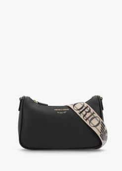 Lilly Black Silver Pebbled Baguette Bag