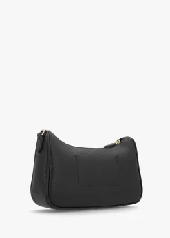Lilly Black Silver Pebbled Baguette Bag