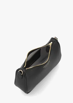 Lilly Black Silver Pebbled Baguette Bag