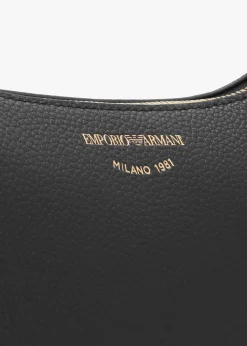 Lilly Black Silver Pebbled Baguette Bag