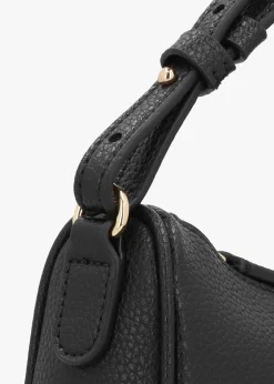 Lilly Black Silver Pebbled Baguette Bag