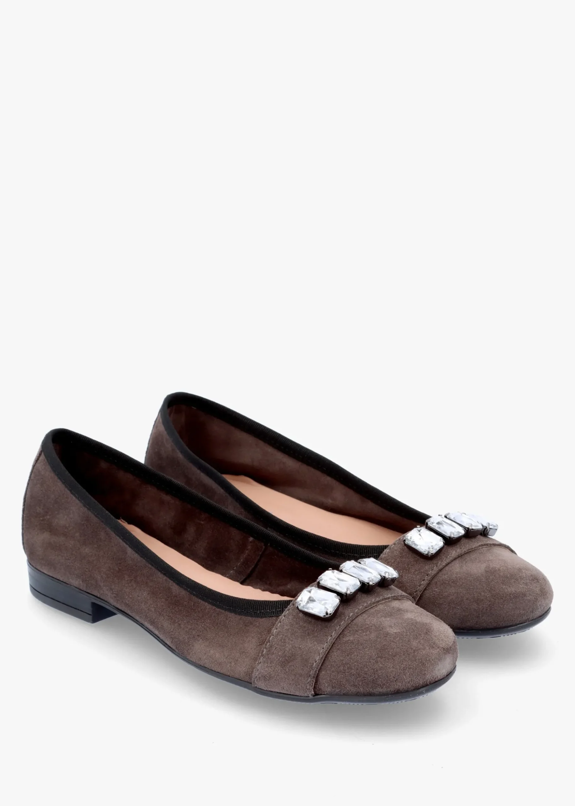 Linky Grey Suede Embellished Ballet Pumps