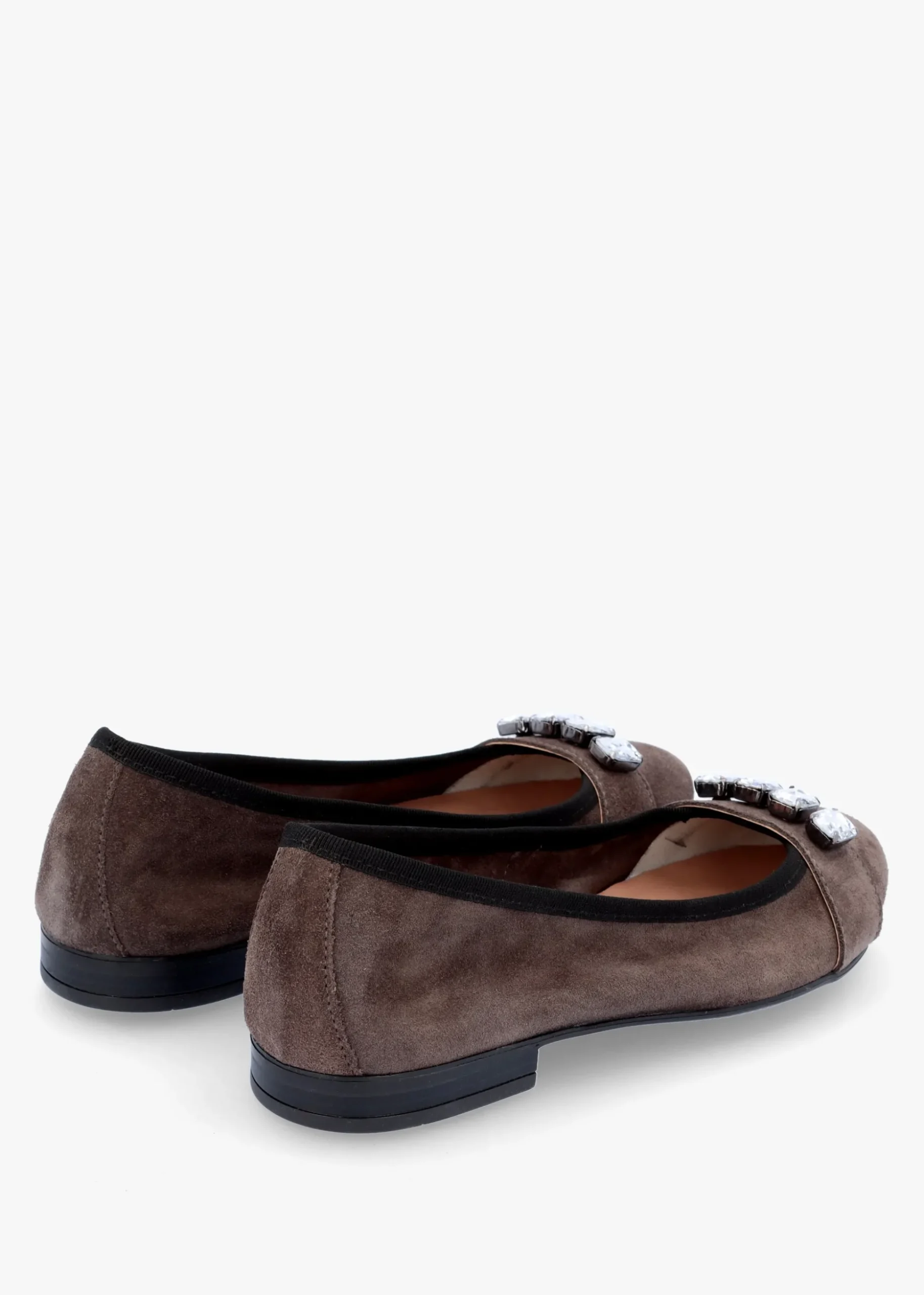 Linky Grey Suede Embellished Ballet Pumps