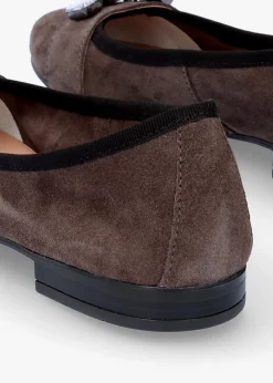 Linky Grey Suede Embellished Ballet Pumps